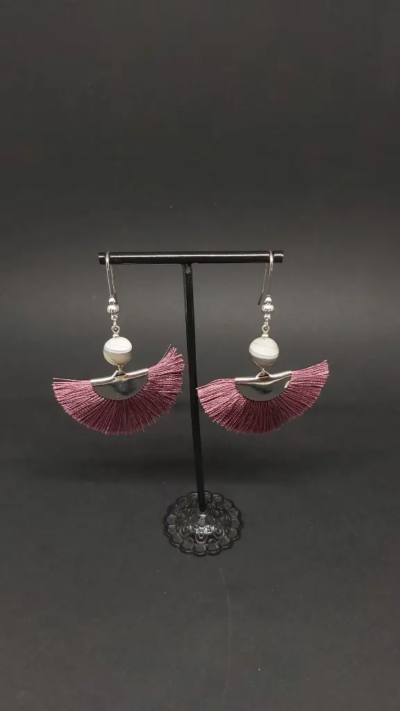 #BO.BO.BLHP.12 Agate du Botswana et pp bordeaux mont acier inox arg.webp