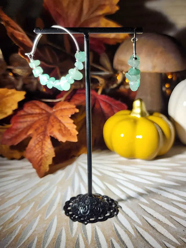 #PU.BO.CC.8 Aventurine, montage acier inoxydable argenté.webp