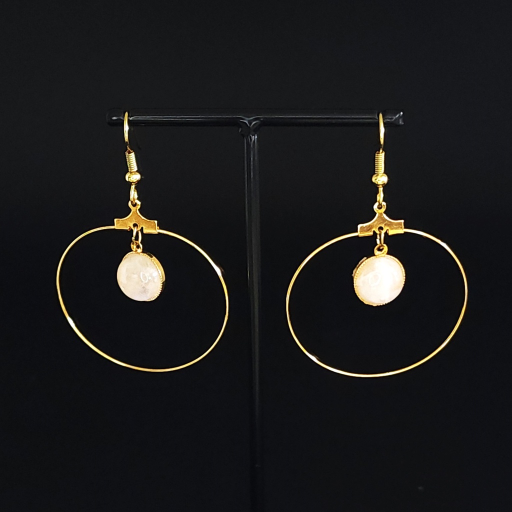 BOET03.Boucles fil à décorer rond cabochon