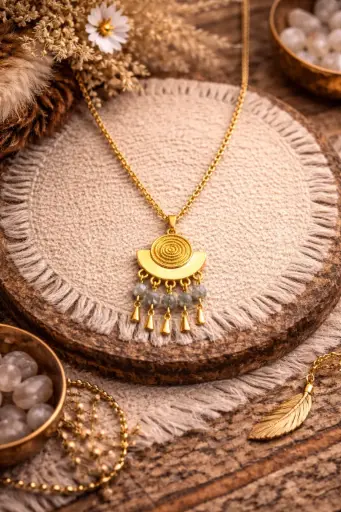 CBO01.Pendentif intercalaire époxy 5 anneaux