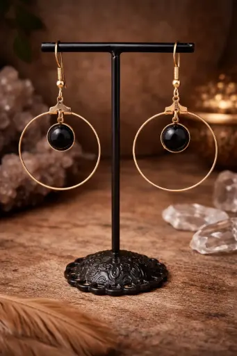 BOET03.Boucles fil à décorer rond cabochon