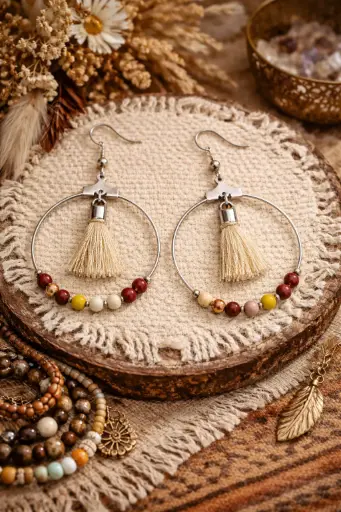 BOBO01.Boucles fil à décorer rond et pompons