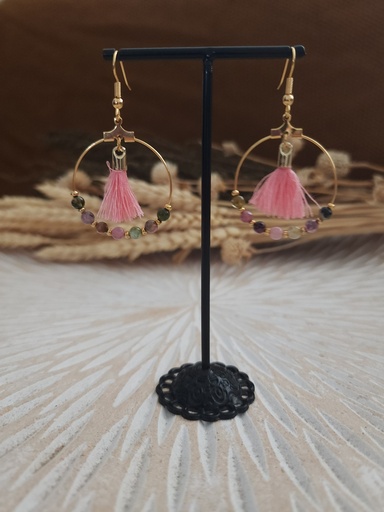 BOBO01.Boucles fil à décorer rond et pompons