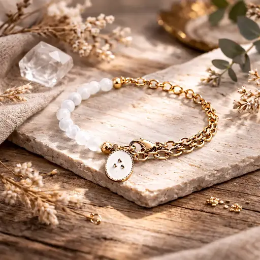 BRET01.Bracelet chaine et perles
