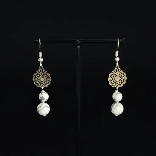 BOEL01.Boucles estampe 2 perles