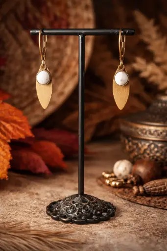BOET01.Boucles cabochon et goutte